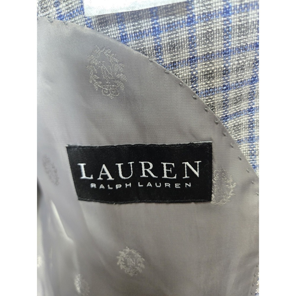 Lauren Ralph Lauren Blazer Jacket Mens 46R Blue Gray Plaid Single Breasted 46 R - Picture 5 of 12